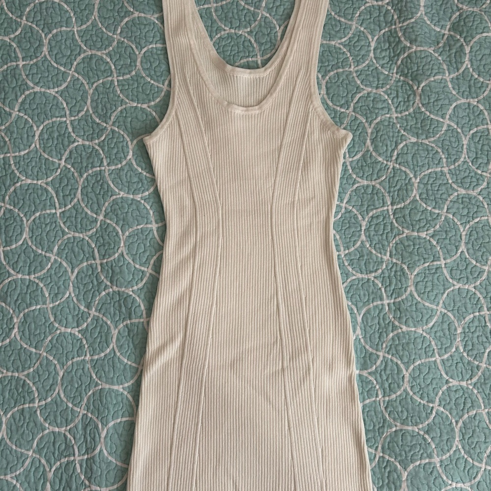 Elegant Cream Ribbed Dress